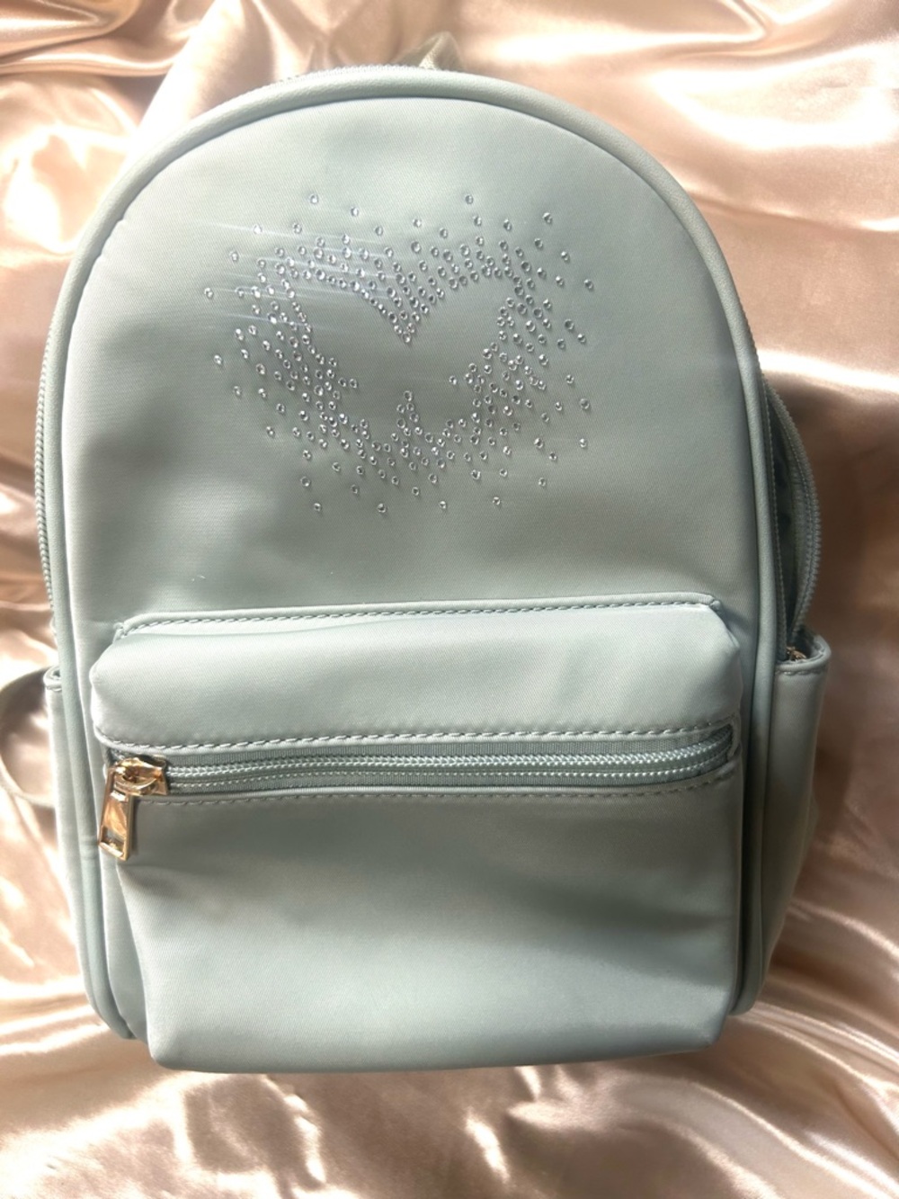Like Dreams Mini Backpack with Crystal Butterfly Accent in Sage Mint Green